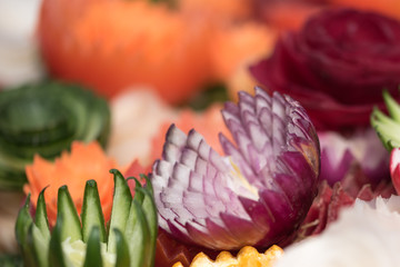 Carving. Raw vegetables cut for decoration