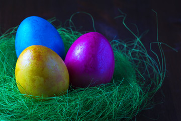 colored chicken eggs for Easter