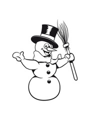 Schneemann lustig freude besen fröhlich kinder