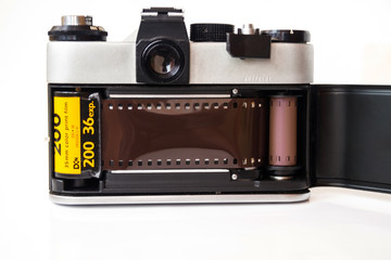 A camera with a charged film
