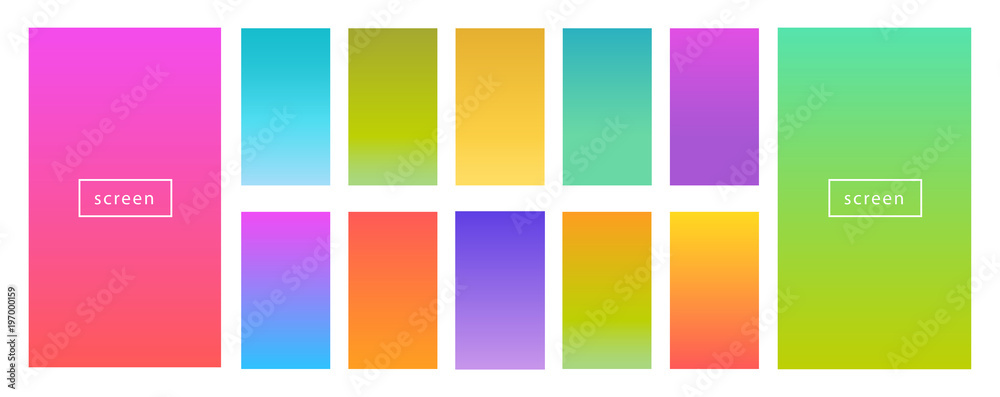 Wall mural color gradient modern background set. screen vector design for mobile app. spring, fresh soft color 