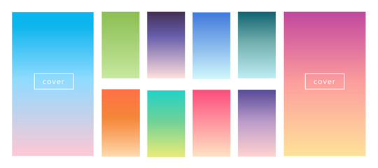Pastel, tender color gradient backgrounds. Screen vector design for mobile app. Soft color abstract gradients.