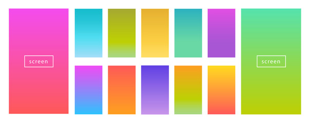Color gradient modern background set. Screen vector design for mobile app. Spring, fresh soft color abstract gradients. - obrazy, fototapety, plakaty