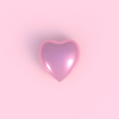 Heart abstract minimal pink background, Valentine concept, 3d rendering
