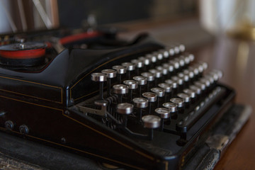 Old typewriter in antique photography vintage simulated