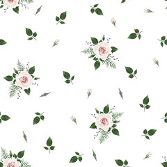Seamless pattern Vector floral watercolor design. Rustic romantic background print