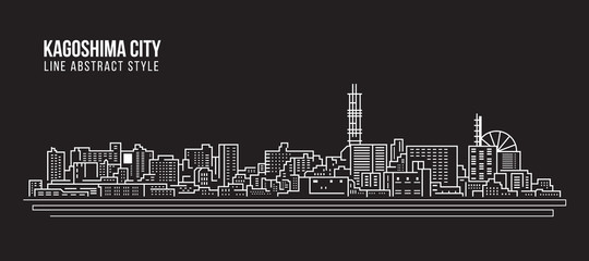 Cityscape Building Line art Vector Illustration design - Kagoshima city
