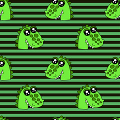 Obraz premium Cute kids crocodile pattern for girls and boys. Colorful crocodile on the abstract pattern create a fun cartoon drawing. The crocodile pattern is made in pastel colors. Urban backdrop for textile