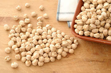 chickpeas overturned from a pot