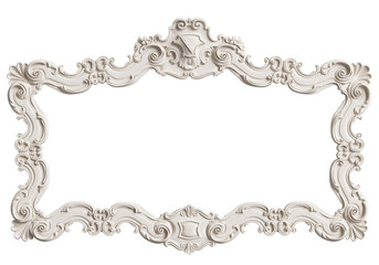 Fototapeta na wymiar Classic mirror frame isolated on white background.Digital illustration.3d rendering