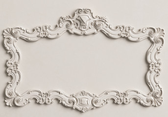 Obraz na płótnie Canvas Classic mirror white frame on the white wall.Digital illustration.3d rendering