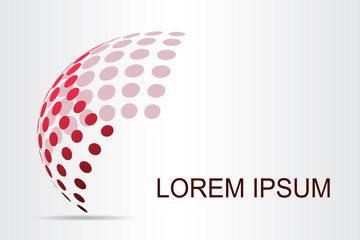 Logo stylized spherical surface with abstract shapes
