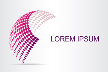 Logo stylized spherical surface with abstract shapes