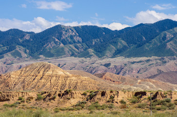 Mountains near Issyk- Kul lake in Kyrgystan during summer season