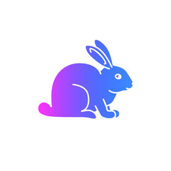 A Rabbit symbol with blue and pink gradient color, Graphic Design