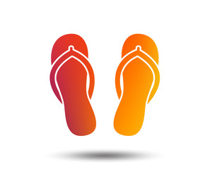Flip-flops sign icon. Beach shoes. Sand sandals. Blurred gradient design element. Vivid graphic flat icon. Vector