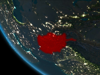 Afghanistan at night from orbit