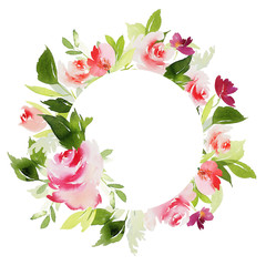 Greeting card with watercolor flowers handmade.