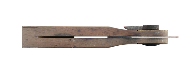 3D illustration of a Grungy Sliding Bevel Gauge, front view on white background