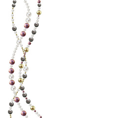 Pearl. Decoration. Threads. Jewelry. Beads. Black. White. Gold. Border. Fashion. Luxury.