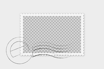 Fototapeta Briefmarke mit Stempel isoliert obraz