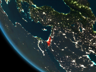 Israel at night from orbit