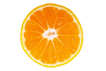 Orange slice (half) on a white background.
