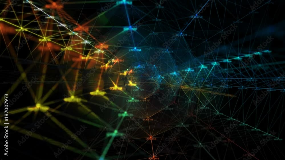 Poster block chain network and programming concept on technology background. blockchain , cryptocurrencies 