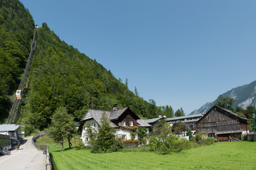 Fototapeta na wymiar Austria-Famous Hallstatt romantic town close to the lake in the Alps
