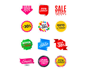 Sale banners. Best offers, discounts tags. Market sale flyers or Clearance special offers. Shopping sale stars templates. Vector illustration