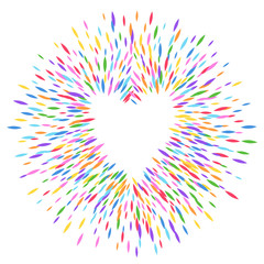 Colorful sequins glitter background with heart.