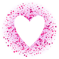 Pink hearts sequins glitter background template.
