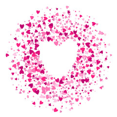 Pink hearts sequins glitter background template.