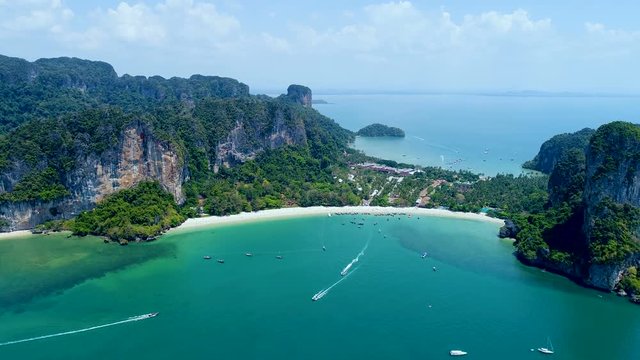 Aerial view of popular Thai Railey Beach, Thailand