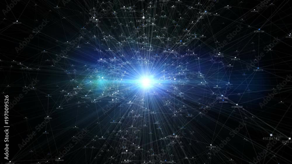 Poster block chain network and programming concept on technology background. blockchain , cryptocurrencies 