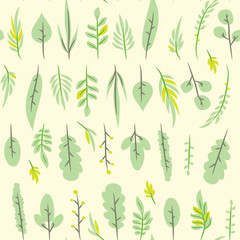 Seamless pattern with leaf. Botanical floral backdrop.