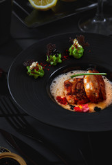 Sturgeon fillets in a creamy sauce