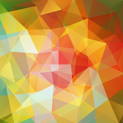 Geometric pattern, polygon triangles vector background in yellow, orange, red tones. Illustration pattern