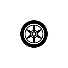 Fototapeta premium Car Wheel. Flat Vector Icon. Simple black symbol on white background