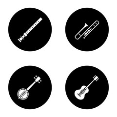 Musical instruments glyph icons set