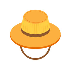 Isometric tourist hat icon. Traveler cap in isometry 3d style.