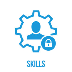 3479770 Skills icon with padlock sign. Skills icon and security, protection, privacy symbol