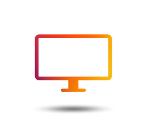 Computer widescreen monitor sign icon. Blurred gradient design element. Vivid graphic flat icon. Vector