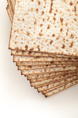 passover matzoh bread on white studio background