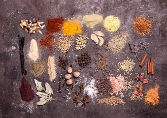 Flat lay spices