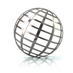 Silver globe icon 3d illustration on white background