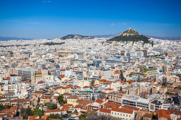 Panoramic view of Athens from Acropolis hill, sunny day