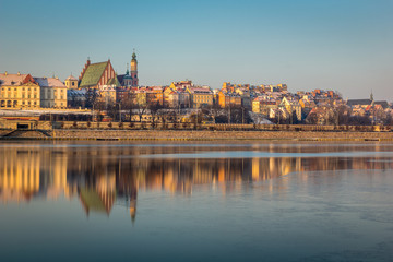 Archcathedral Basilica of the Martyrdom of Saint. John the Baptist and old town in Warsaw, Poland