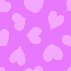 Fototapeta na wymiar Pink background with hearts, seamless pattern, endless texture, vector illustration.