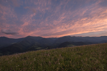 Fototapeta na wymiar Sunset in the mountain